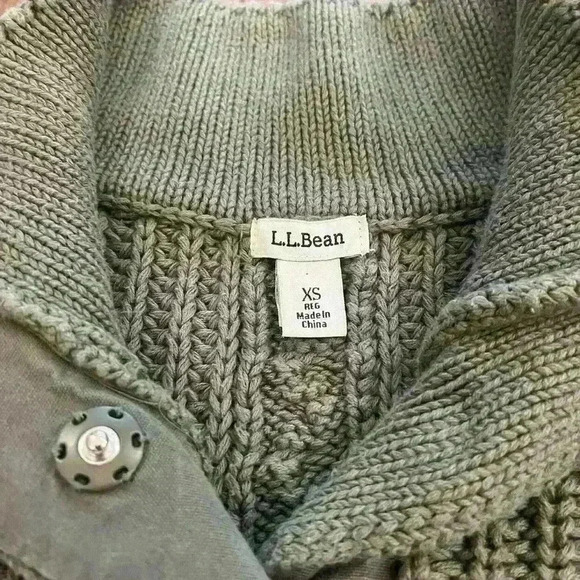Ll.Bean Olive Green Pullover 1/4 Button Sweater - Picture 5 of 5